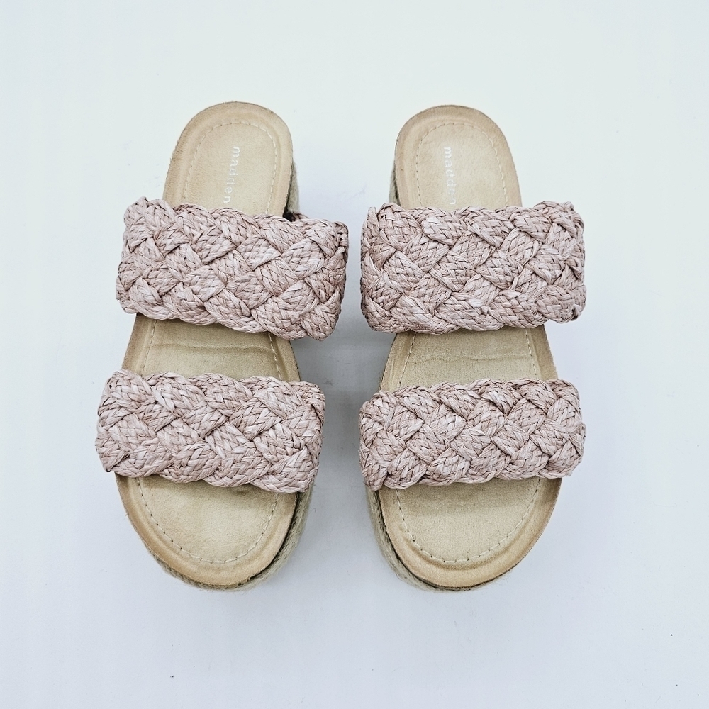 Madden Girl Blush Braided Raffia Pretty Espadrille Open Toe Platform Sandals - Picture 7 of 16